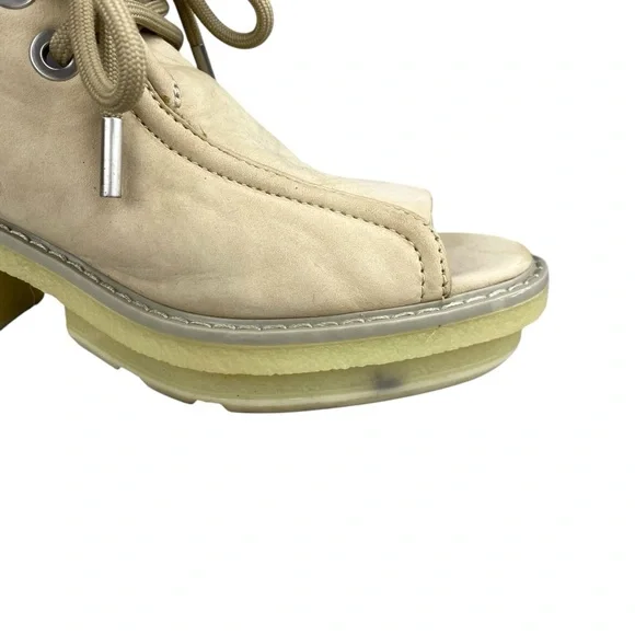 Phillip Lim Open-Toe Platform Chunky Sandal Lace-Up Ivory Beige Leather Boho - Picture 3 of 10